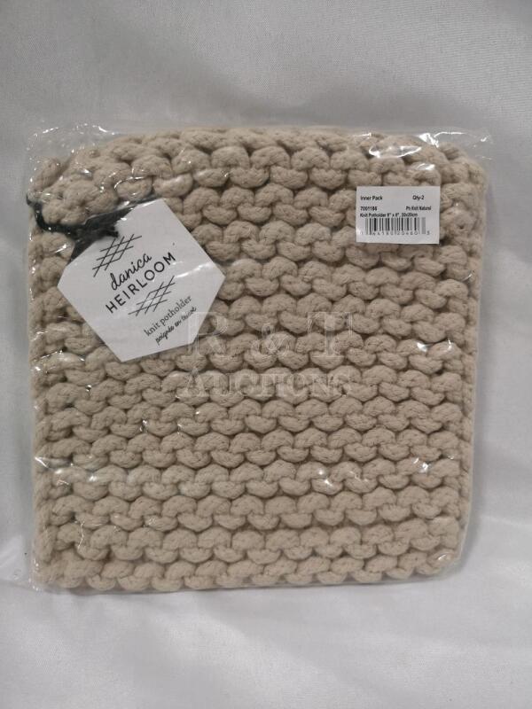 2 New Danica Heirloom Knit Potholders 8 by 8"