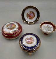 Vintage 2 Limoges Miniatures with a .Limoges Trinket Box. Limoges Trinket Box is 2.85" Across. The Cobalt & Gold Trinket Box is Not Marked.