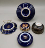 Vintage Limoges Miniatures, Plate, Jug and Trinket Box in Cobalt & Gold. Miniature Asian Bowl does have a maker's mark. Limoges Jug is 3" Tall - 3