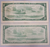 1954 Canadian One Dollar Bank Notes . Notes Have Been in Circulation, some Bends or folds - 2