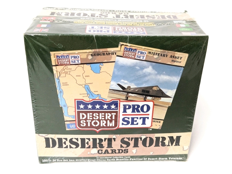 Vintage 1991 | Factory Sealed | Desert Storm Pro Set Educational Collectible Card Vendor Box | 36 Packs, 10 Cards Per Pack