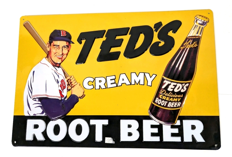 Ande Rooney TED'S CREAMY ROOT BEER Tin Advertising Sign 17" x 11.5"