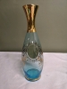 Vintage Bohemian Blue GLASS Decanter Stopper with Glasses - 3