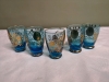 Vintage Bohemian Blue GLASS Decanter Stopper with Glasses - 5