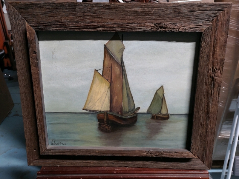 Vintage Wooden Framed Oil on Board - Signed