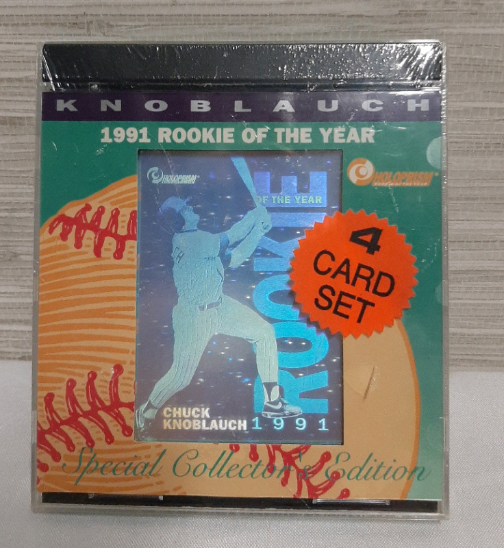Vintage 1991 Rookie of the Year "Chuck Knoblauch" Special Collector's Edition Hologram Cards Sealed