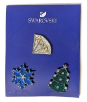 Trio of Swarovski Winter Enamel Pins 0.75" - 1.25" Tall