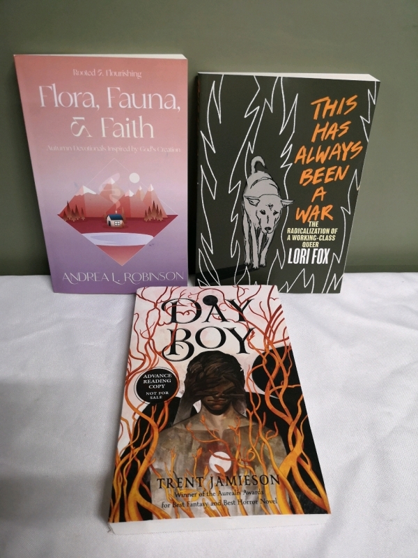 3 New Softcover Books : Day Boy, This Has Always Been War, Flora, Fauna & Faith