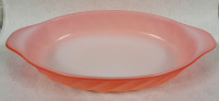 Vintage FIRE KING Orange Red Small Casserole Dish , measures 8" Across . No chips or cracks