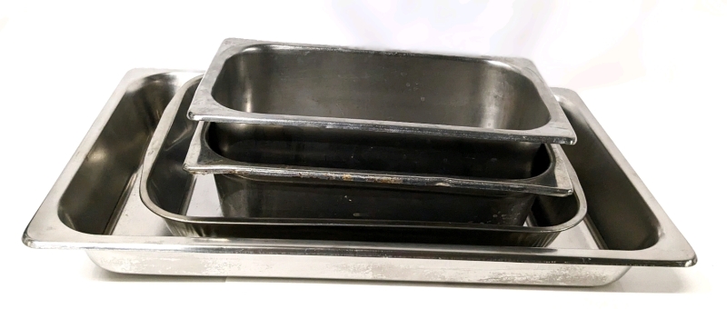 4 Stainless Steel Chafing / Baking Dishes | 12.75" x 3.75" to 20.75" x 13"