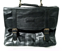 Vintage Leather(?) Laptop Bag /Briefcase Bag (16.5" x 2" x 13") w Crossbody Strap (20" Drop)