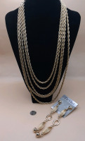 Vintage 24" Goldtone Bib Necklace & DaVinci Clip On Goldtone Drop Earrings