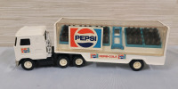 Vintage Buddy L Pepsi-Cola Truck & Trailer Diecast Car Set with Removable Pop Bottle Cases