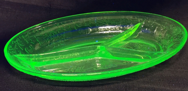 Vintage Vasoline/Uranium Glass Dish - Glows Under Black Light