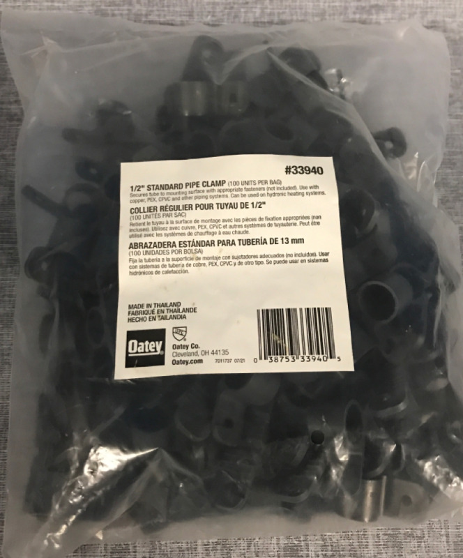 New 100 Oatey 1/2 Standard Pipe Clamps