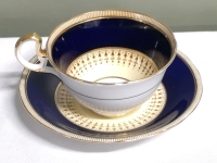 Vintage Anysley Teacup & Saucer - Colbalt Blue