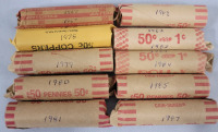 1967 - 1987 Canadian Penny Rolls , 10 Rolls . One Roll for Each Year , See Photos