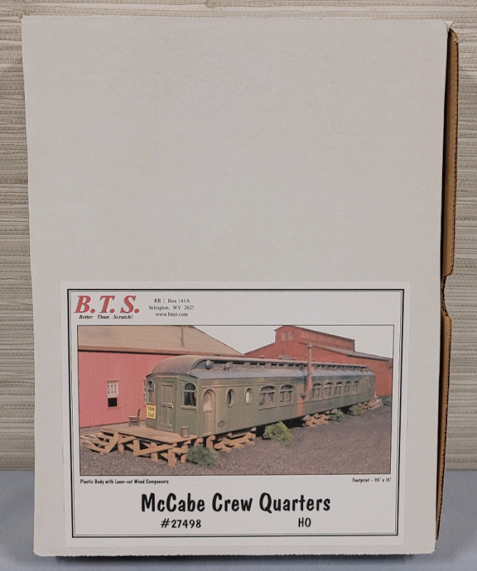 B.T.S. Model Kit : McCabe Crew Quarters , HO Scale . Model # 27498 . Some Assembly Required