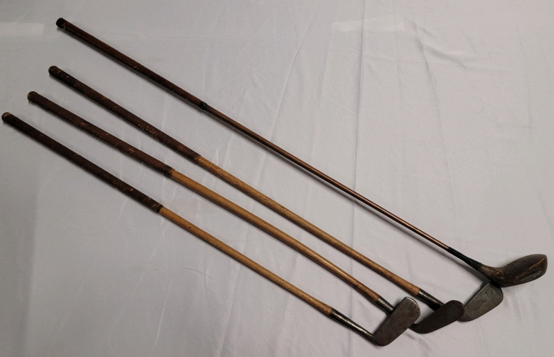 Vintage Wright & Ditson Bee-Line Wood Shaft Irons and Copper Shaft 2 Wood