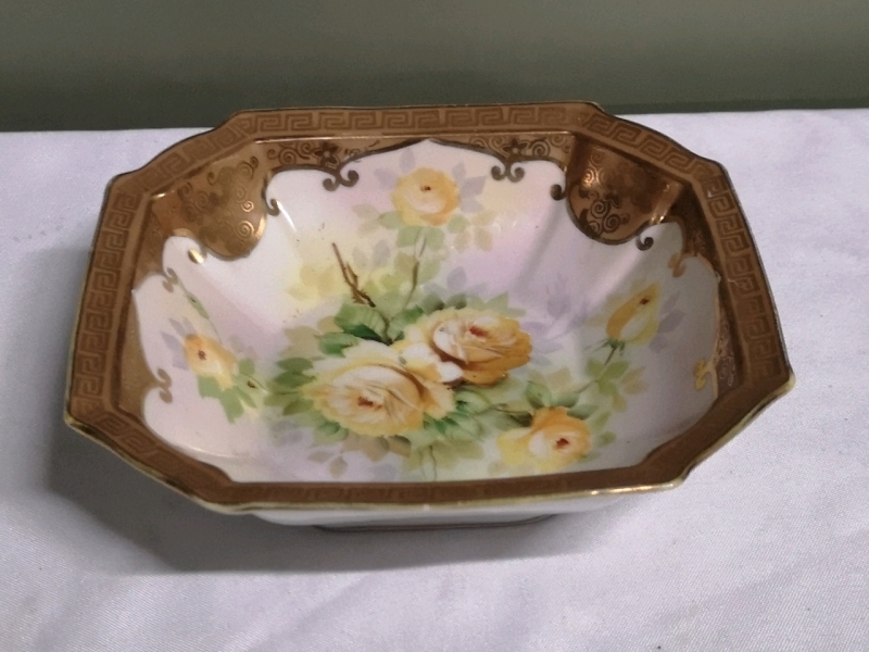 Vintage Nippon Hand-Painted Bowl - Yellow Rose Pattern
