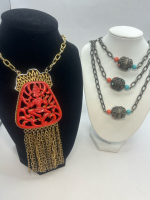 Two Vintage Statement Necklaces