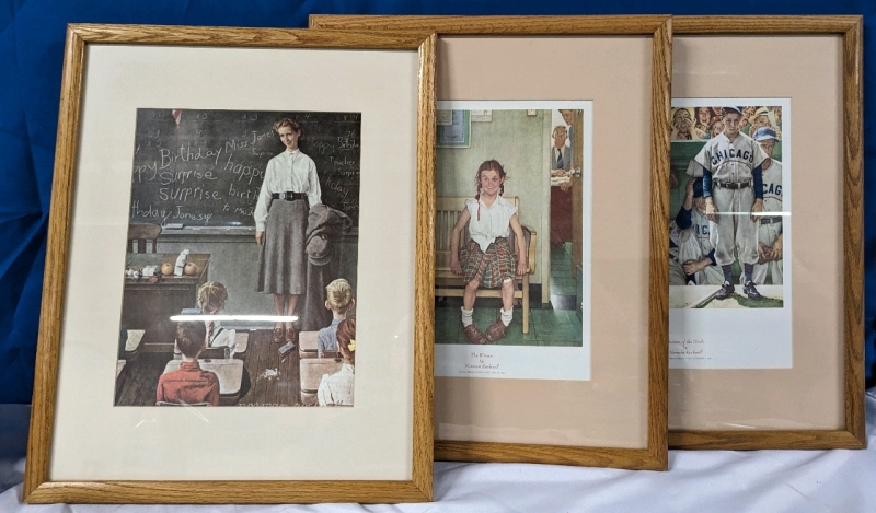 3 Framed Norman Rockwell Prints. All 21.5" by 17.5" with Frame.