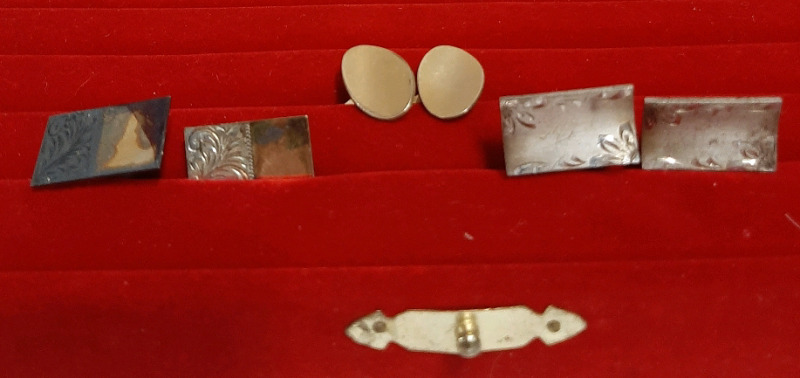 Vintage Men's Cufflinks. 2 Pair of Sterling Silver, one Pair Unmarked and a Pair of Gold Filled