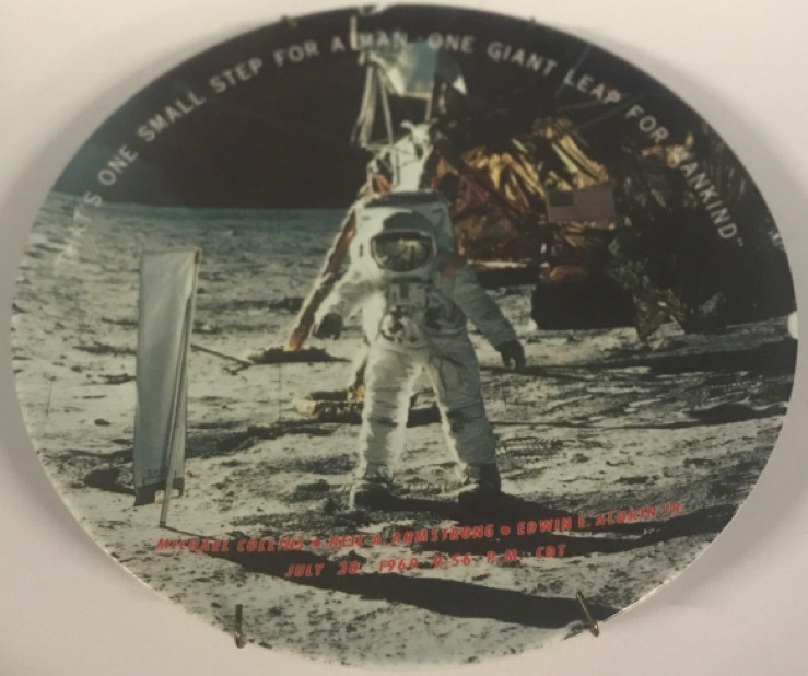NASA Apollo Space Program 10" Melamine Plate Texas Ware Vintage Moon Landing & Vtg Apollo 11 Moon Walk Melamine Facts Quote Plate Armstrong Astronaut NASA 10"