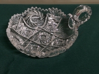 Vintage Pinwheel Crystal Candy Dish With Handle 6" Diameter