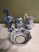 Home Decor Lot - Hat Pin Holder, Pitcher, Owl + Bowl