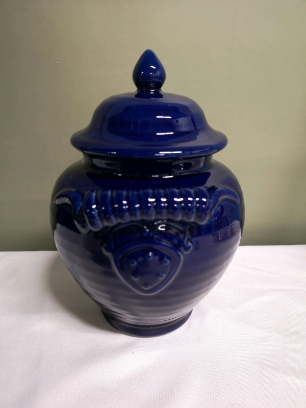 Lovely Blue Canister/Jar 9" Tall with Lid