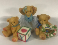3 Vintage Cherished teddies decorations 2&rdquo;