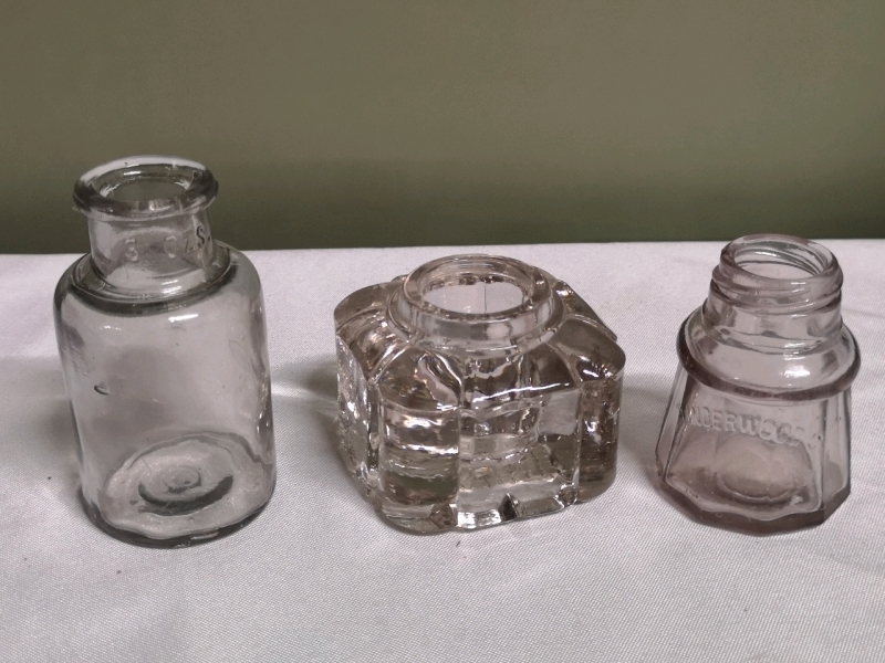 Vintage Ink Wells & Bottle - Underwood's