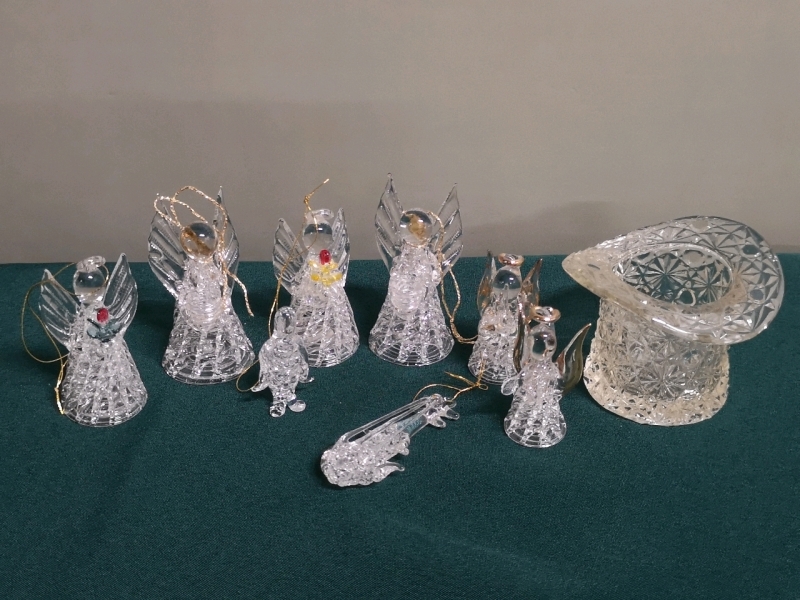 Vintage Glass Angel Ornaments/Sun Catchers + Glass Hat