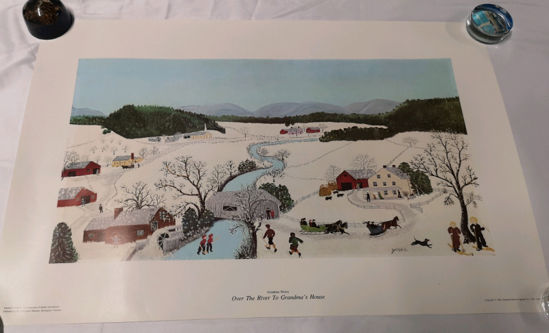 1984 Vintage Grandma Moses Unframed Print - Over The River To Grandma's House