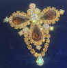 Rare Jay Kel Original signed Rootbeer AB & Canary Rhinestones Parure Set - 2