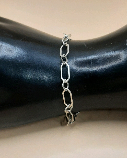 Vintage Sterling Silver 7.5" Trombone & Diamond Link Bracelet