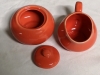 Coral Coloured Tea Set - Teapot, Creamer & Sugar - 3