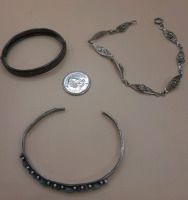 Vintage Sterling Silver Bracelet Lot Consisting of a Baby Bracelet, a 7" Filagree Bracelet & an Unmarked Southwestern Cuff