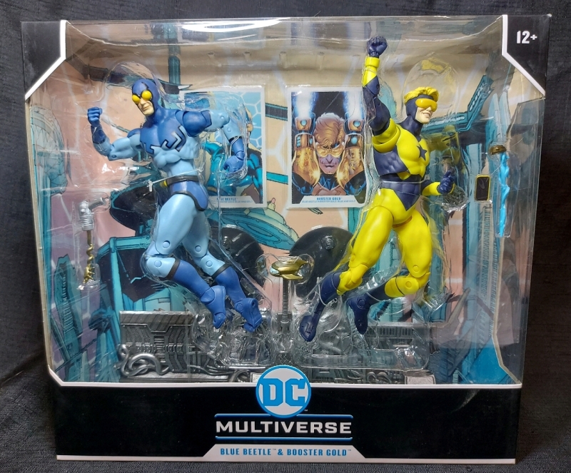 New DC Multiverse Blue Beetle And Booster Gold With Accessories In Sealed Box