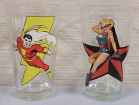 Shazam! & Stargirl 'Toon Tumblers Glasses , measure 6" Tall . No chips or cracks
