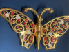 Filigree Open Cut Work Enameled Butterfly Brooch - 2