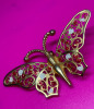 Filigree Open Cut Work Enameled Butterfly Brooch - 4
