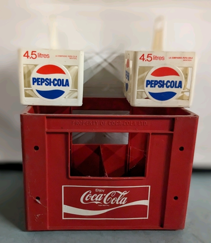 Vintage Soda Pop Bottle Crates : Coca-Cola (17.5" x 11.25" x 13") & Pepsi Cola (6.8" x 10" x 6" | Fits 6 26oz Bottles)