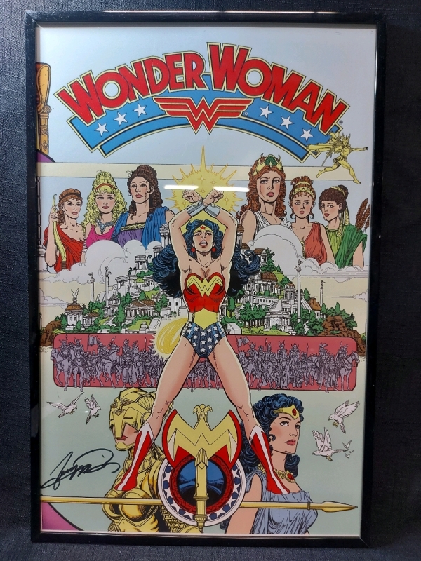 Wonder Woman Signed Print In Metal Frame 17.25x11.5"