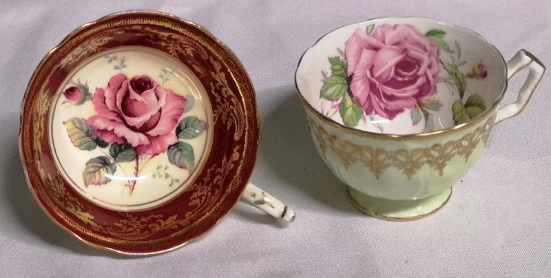 2 Vintage Teacups Double Warrented PARAGON & Aynsley - Cabbage Roses