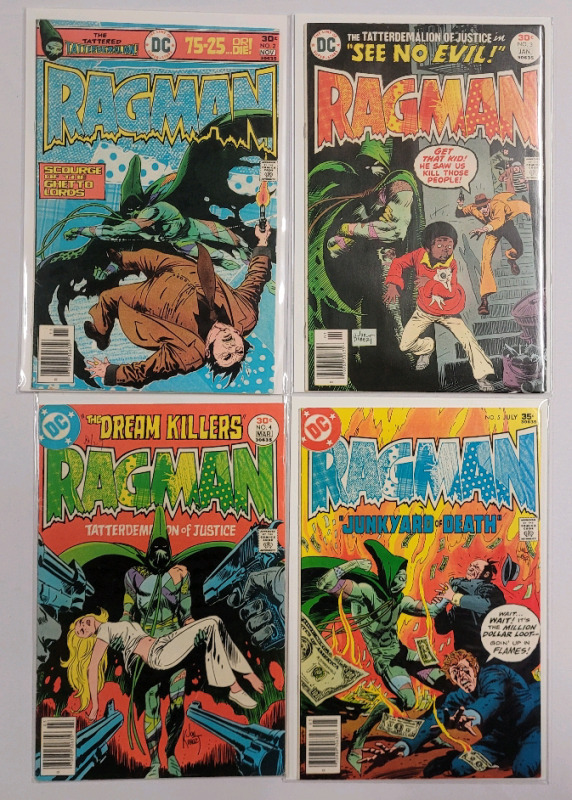 1976 DC Comics RAGMAN Issues #2 , #3 , #4 & #5 . All Bagged and Boarded