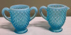 Unsigned Fenton Hobnail Blue Opalescent Milk Glass CREAMER & SUGAR - 4