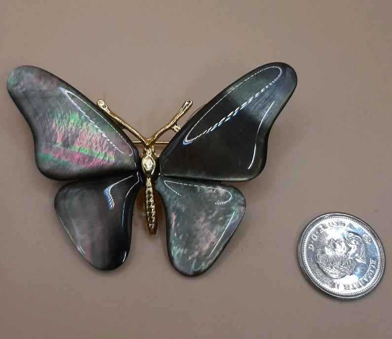 Vintage Abalone Butterfly Brooch