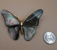 Vintage Abalone Butterfly Brooch